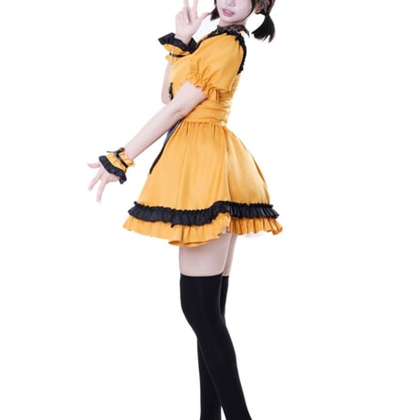 ハロウィン メイド服 小悪魔 かぼちゃ メイド ワンピース エプロン ヘッドドレス 豪華セット 半袖 ミニ丈
