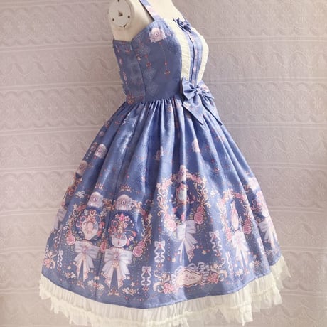 ワンピース ロリータ ロリィタ  緻密 プリント  選べる4カラー XS－3XL