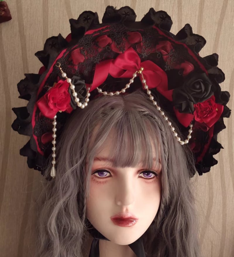 ロリータ ボンネット 帽子 ヘッドドレス ヘアアクセサリー 4カラー