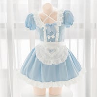 メイド服 エプロン コスプレ ミニ丈 セクシー 夏 水色 かわいい 喫茶店 甘ロリ メイド ワンピース クラシカル