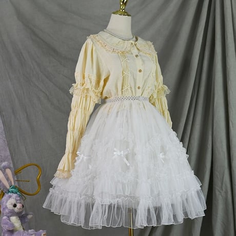 Lolita ロリータ オーバースカート ペチコート付き スカート チュールスカート 2Way ボトムス ゆめかわいい
