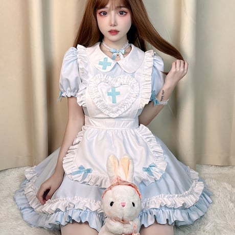 メイド服 ナース 看護師 コスプレセット ロリータ セクシー 可愛い 十字架 クロス ゆめかわいい キュート ハート