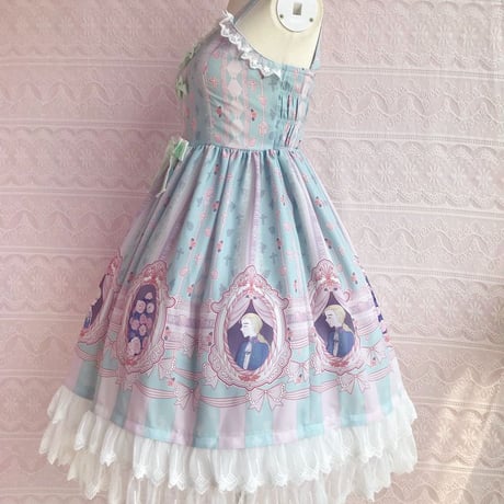 ロリータ ワンピース ジャンパースカート  春 夏 オリジナルプリント  軽やか 薄手  日常服