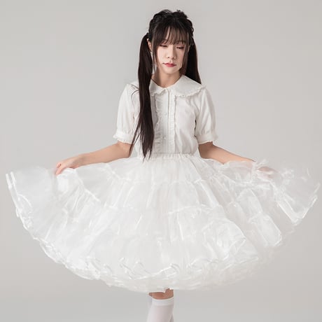 超ボリューム パニエ 大人 55cm丈 無骨 スカート ドレス ロリィタ ミディアム ロング 膝丈 コーデ 結婚式