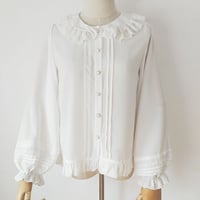 ロリータ ブラウス 長袖 レディース 春夏 ロリィタ レース フリル ホワイト ブラック XS-2XL