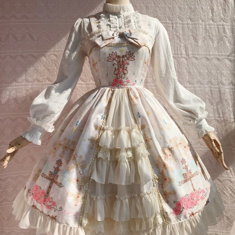 ロリータ オリジナル ワンピース 冬 ジャンパースカート クジャク