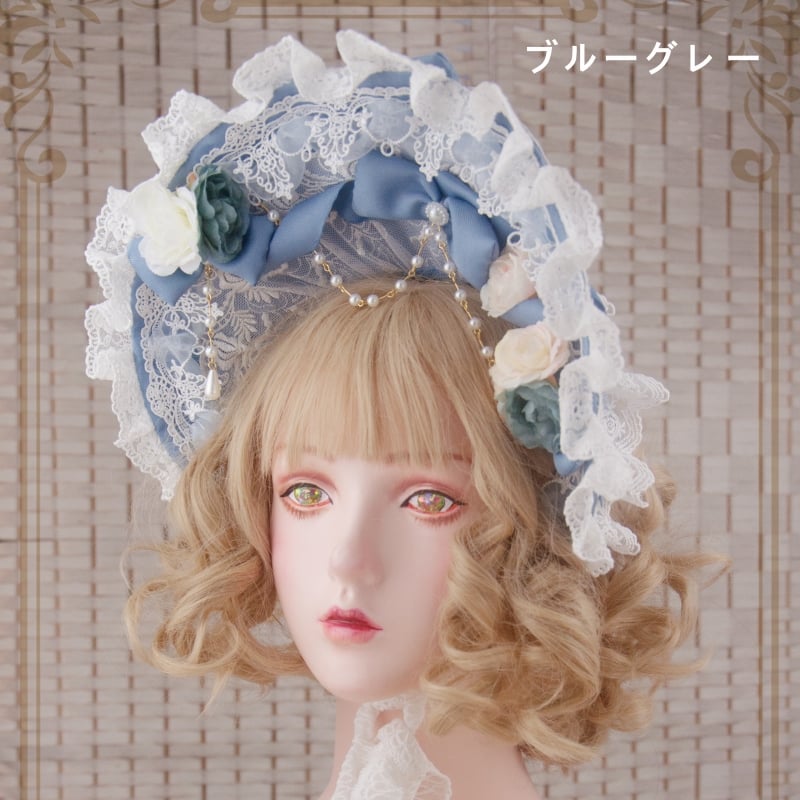 長め　ワイヤー入り　ハーフボンネット　ヘッドドレス　ロリータ　メイド　ゴスロリ 再販♡ ワイヤー入り ハーフボンネット ヘッドドレス ロリータ