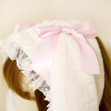 ロリータ  ヘッドドレス うさぎ お耳 レース Lolita甘ロリ たれ耳 へアドレス カチューシャ  兎