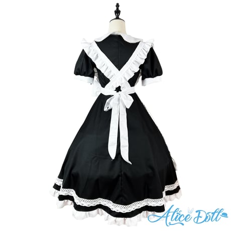 メイド服 クラシカル ロング丈 ワンピース エプロン ヘッドドレス 長袖 半袖 クラシック ドレス ロリータ