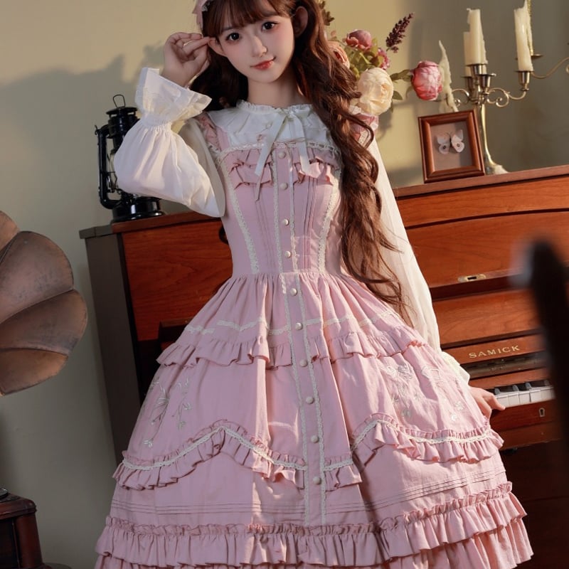 ロリータ フリル レース ジャンパースカート ジャンスカ ワンピース