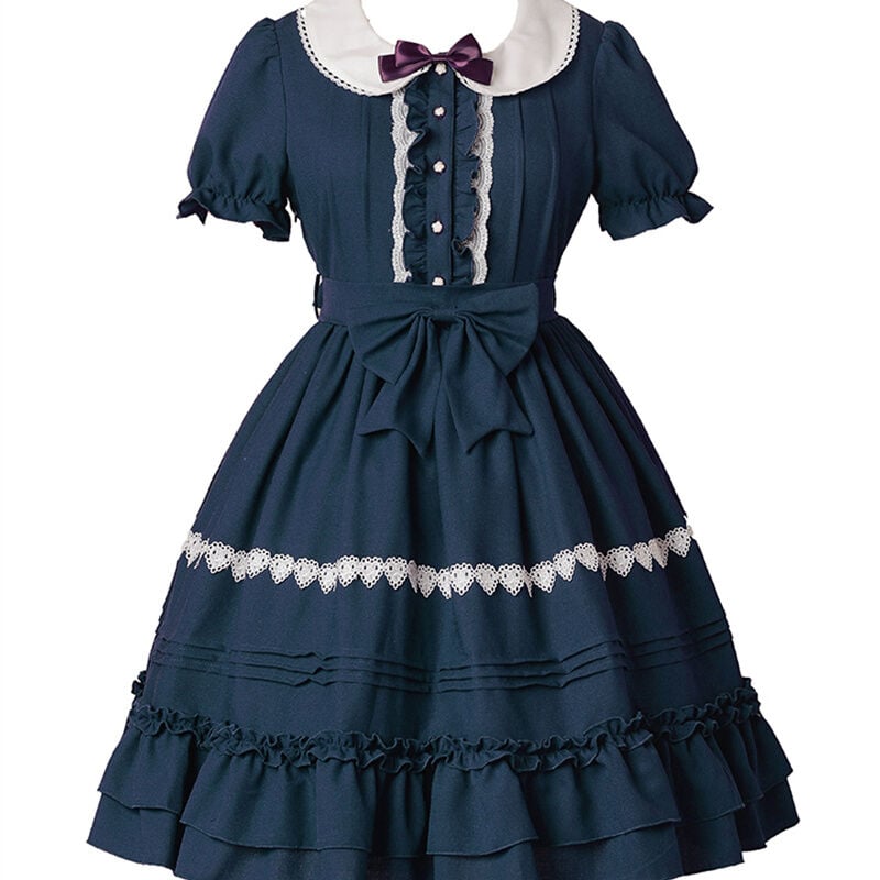 ロリータ ワンピース 半袖 レディース ゆめかわいい ドールカラー  