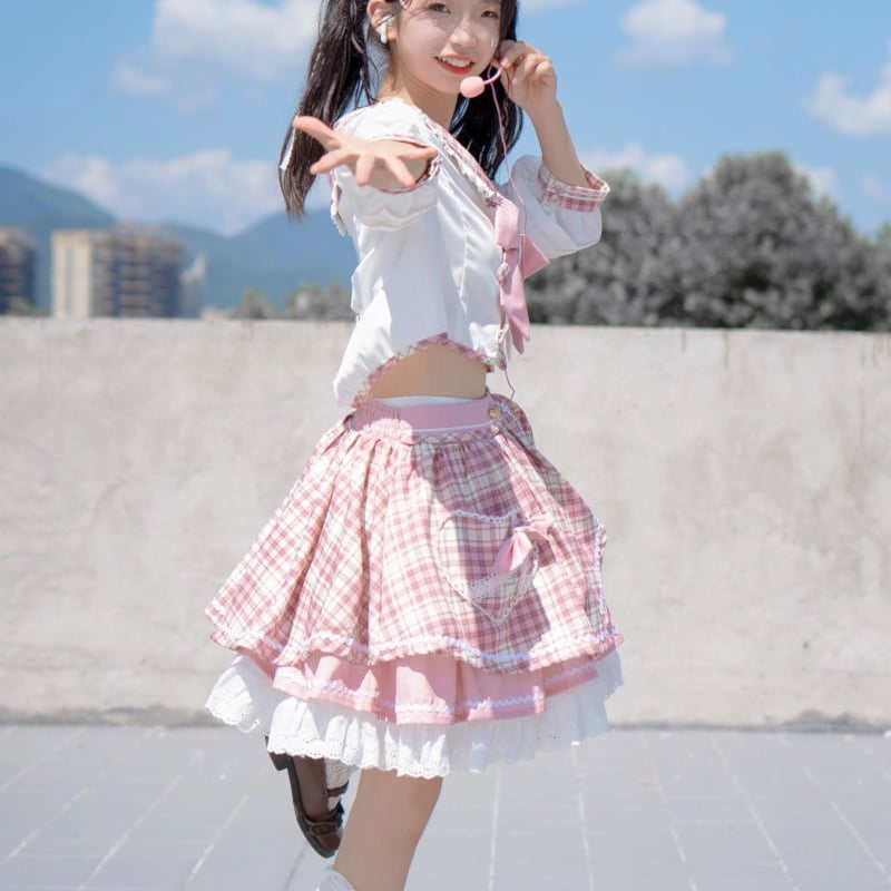 ロリータ ワンピース ピンク 原宿 ジャンスカ