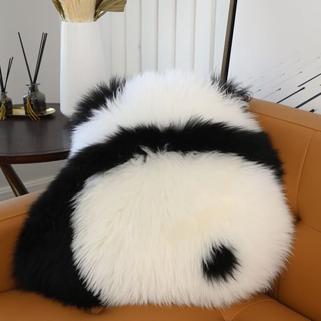 天然ムートン パンダクッション 抱き枕 羊毛 ウール パンダカーペット ロリータ ゆめかわいい 長毛ムートン 癒し パンダ