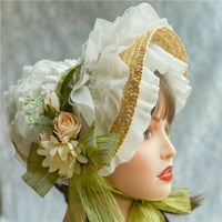ロリータ ヘッドドレス ボンネット 帽子 花 コサージュ ヘッドアクセサリー カントリー
