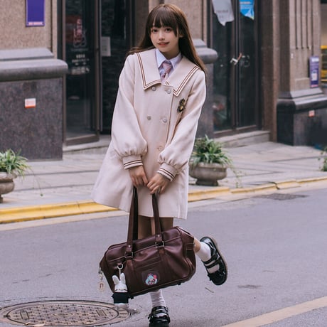 ロリータ 学園風 ラシャコート トレンチコート Pコート レディース 日常 可愛い 厚手 あったか JK 秋冬 制服 女子高生 通学