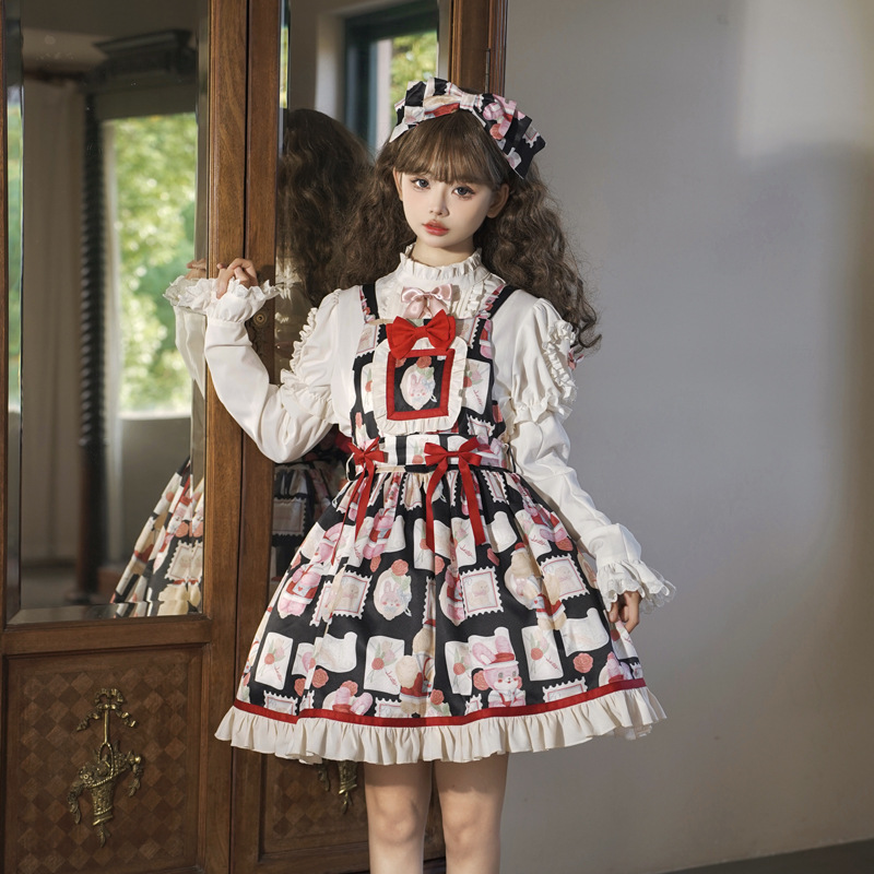 リズリサ うさぎ ワンピース 白 ジャンパースカート ジャンスカ リスとウサギのジャンパースカート【Cotton Rabbit】 – Epetice