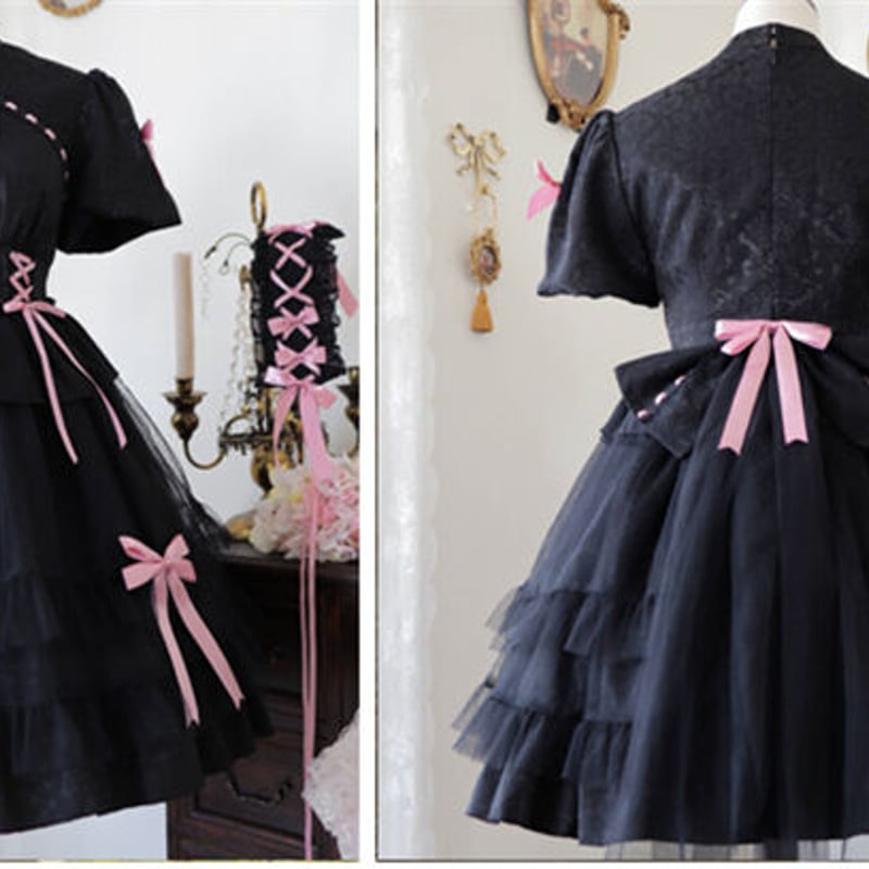 中華ロリータ ワンピース ドレス 半袖 メイド服 ゴスロリ チャイナ服