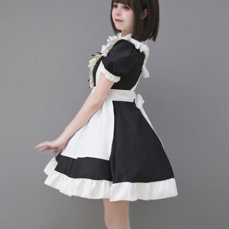 【送料無料】猫耳 メイド服 可愛い コスプレ衣装 5点セット メイド エプロン 大人 セクシー コスチューム ハロウィン コスプレ ウェイトレス ワンピース カチューシャ 女性 仮装 衣装 ゴスロリ 学園祭 文化祭 定番 オススメ イベント 猫耳 メイド服 可愛い コスプレ衣装 5点セット メイド エプロン 大人