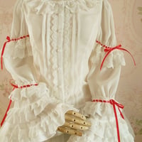 ロリータ レディース レトロ風 トップス ブラウス 丸襟 姫袖 プリンス 長袖 スリム レース コスプレ衣装 かわいい 乳白色