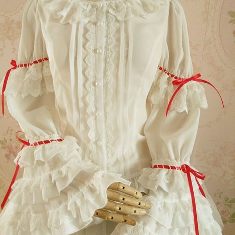 ロリータ レディース レトロ風 トップス ブラウス 丸襟 姫袖 プリンス 長袖 スリム レース コスプレ衣装 かわいい 乳白色
