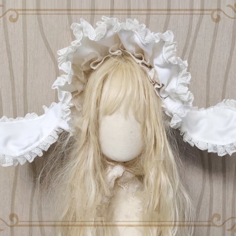 ロリータ うさみみ ボンネット 帽子 兎 うさぎ耳 ウサ耳 耳つき 立ち上げ可能 ヘッドドレス カチューシャ １２色