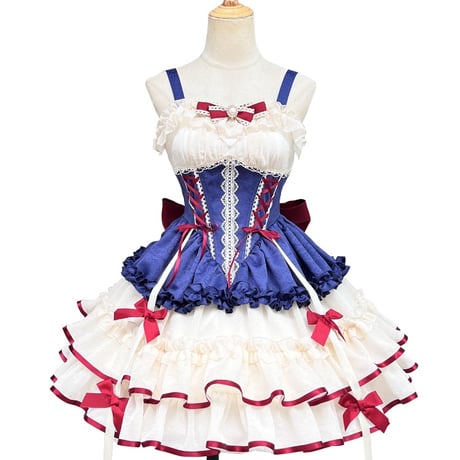 新作 ゆめかわいい ロリータ ドレス ミニ丈 ジャンパースカート ジャンスカ ダンス 姫様 ゴージャス