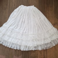 ロリータ スカート ペチコート  ロング パニエ フリル3枚重ね  夏春秋 涼しい ふんわり  ホワイト ブラック
