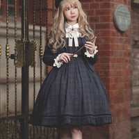ロリィタ 秋冬 制服 学園風 チェック柄 ジャンパースカート ワンピース ドレス JK 学園 かわいい 清楚 ゴスロリ