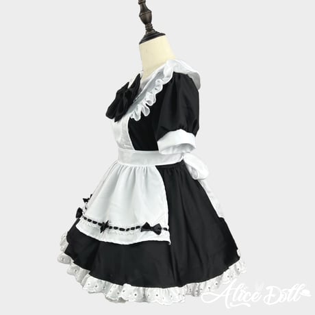 ゆめかわいい メイド服 セット ワンピース エプロン カチューシャ 半袖 ミニ丈 ミニスカ フリル リボン