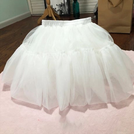 即納 ロリータ パニエ 骨なし ボリューム ミニスカート レディース 丈40cm ホワイト かわいい  姫