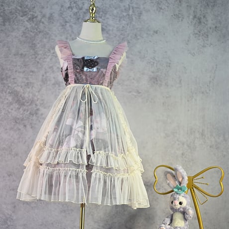 ロリータ オーバースカート チュールスカート スカートカバー エプロンスカート ストラップ付 2WAY 丈60cm