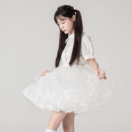 超ボリューム パニエ 大人用 45cm丈 ショート丈 ミディアム丈 膝丈 多層オーガンジー ロリィタ 華やか