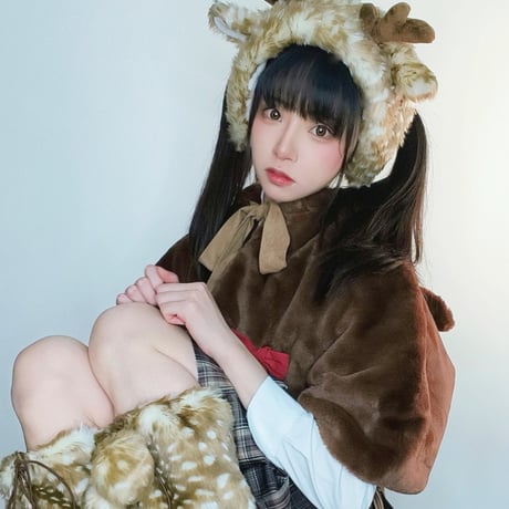 即納 クリスマス トナカイ 耳当て 防寒 ロリータ サンタクロース 冬 もこもこ バンビ柄 へアドレス コスプレ