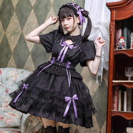 中華ロリータ ワンピース ドレス 半袖 メイド服 ゴスロリ チャイナ服 ゆめかわいい ゴシックロリータ 天使 小悪魔 中華風