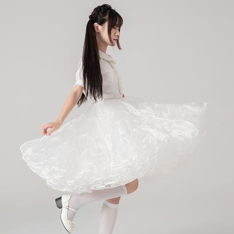超ボリューム パニエ 大人 55cm丈 無骨 スカート ドレス ロリィタ ミディアム ロング 膝丈 コーデ 結婚式