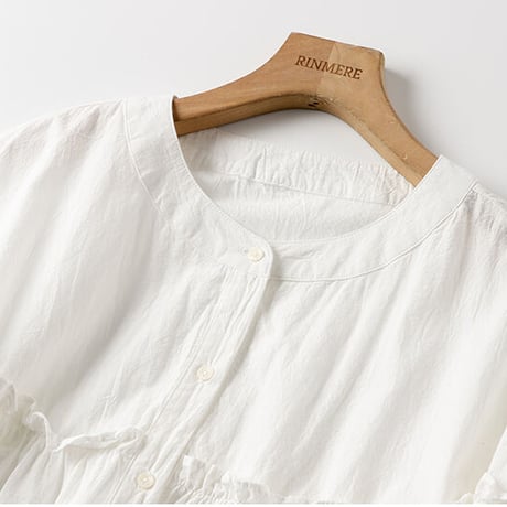 ブラウス レディース トップス シャツ 7分袖 前開き チュニック ロング 綿 コットン ゆったり 春 夏 森ガール