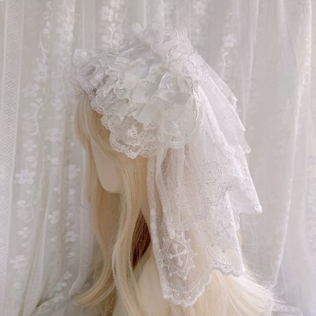 即納 ロリータ Lolita ヴェール付き ヘアバンド ヘッドドレス ウエディングベール クラロリ ゴスロリ 甘ロリ