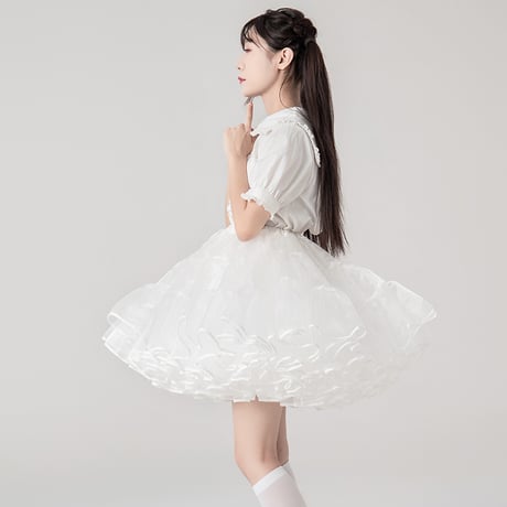 超ボリューム パニエ 大人用 45cm丈 ショート丈 ミディアム丈 膝丈 多層オーガンジー ロリィタ 華やか