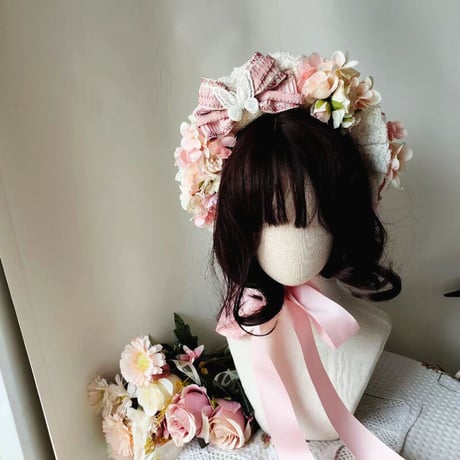 ロリータ 麦わら 帽子 ゴスロリ ゴシック ハンドメイド カンカン帽 ストローハット 春 夏 甘ロリ 華ロリ 欧風