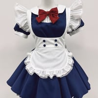 クラシカル メイド服 ワンピース エプロン リボン 3点セット 丸襟 コスプレ衣装 ロリータ風 甘ロリ