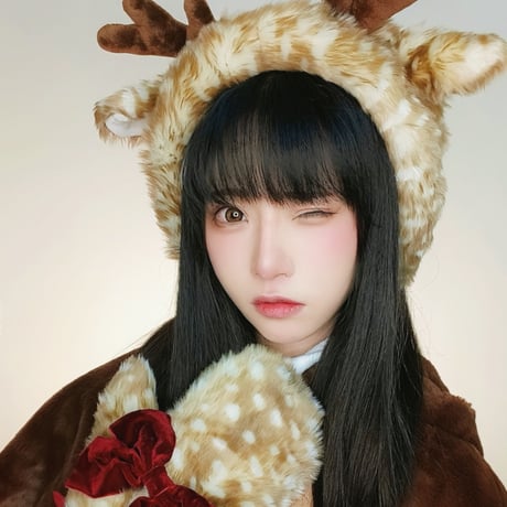 即納 クリスマス トナカイ 耳当て 防寒 ロリータ サンタクロース 冬 もこもこ バンビ柄 へアドレス コスプレ