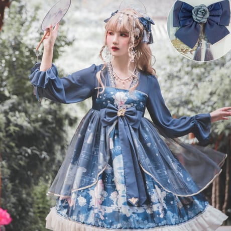 ロリータ ワンピース 長袖 チャイナドレス コスプレ レディース 双子コーデ 中国 中華 衣装 漢服