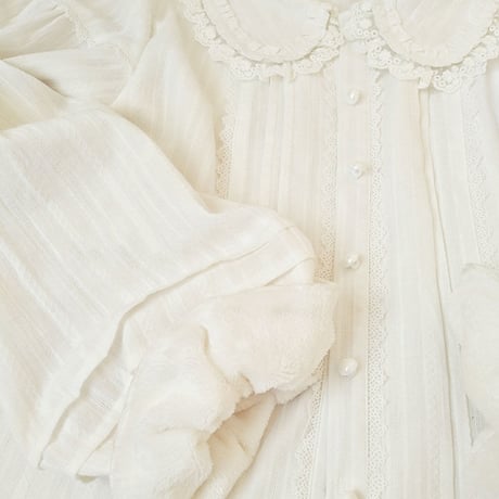 ロリータ フリル ブラウス シャツ 長袖 秋冬 レディース 甘ロリ 裏起毛 防寒 あったか