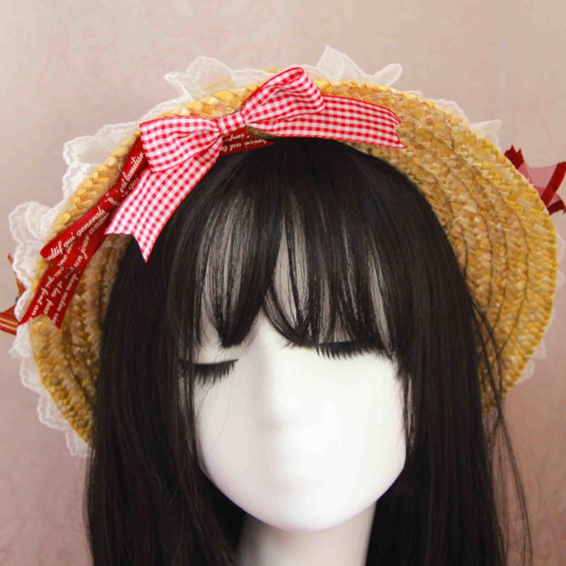 ロリータ 麦わら帽子 帽子 レディース ヘアアクセサリー いちご ロリータ 麦わら帽子 帽子 レディース ヘアアクセサリー いちご