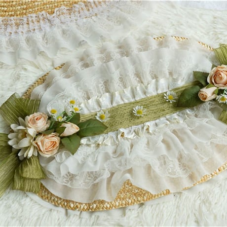 ロリータ ヘッドドレス ボンネット 帽子 花 コサージュ ヘッドアクセサリー カントリー