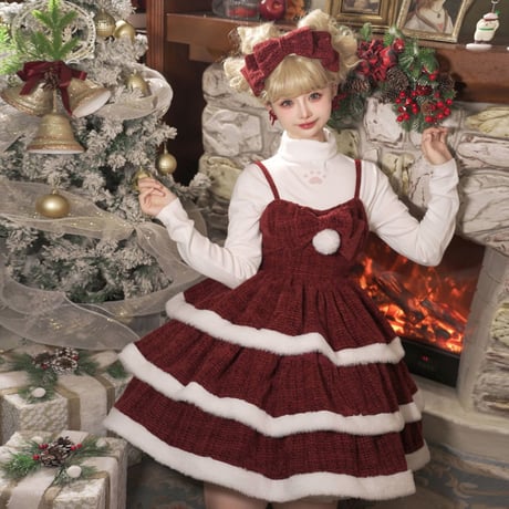 ロリータ ジャンパースカート クリスマス サンタクロース レディース 衣装 日常 コスプレ 新作 秋 冬 ワンピース