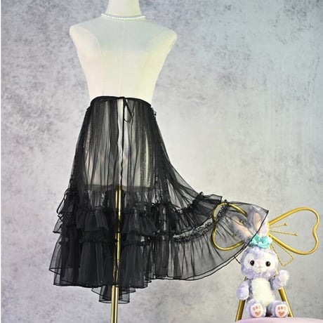 ロリータ オーバースカート チュールスカート スカートカバー エプロンスカート ストラップ付 2WAY 丈60cm