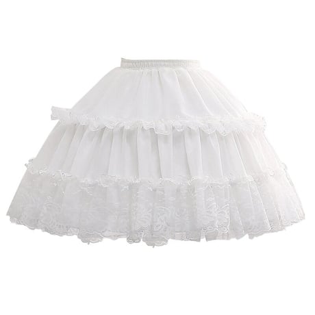 パニエ ワイヤーパニエ 丈47cm 膝丈 ミディアム丈 夏用 涼しい フリル レース ロリータ 白 黒 レディース