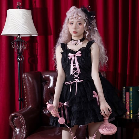 ロリータ ワンピース ジャンパースカート 甘ロリ ギャル クール ゴスロリ コスプレ かわいい