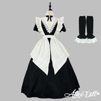 クラシカル メイド服 ワンピース＆エプロンセット ロング丈 ショート丈 付け袖 2WAY 長袖